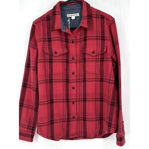 NWT Outerknown Sz M/Lg Red Plaid The Blanket Shirt LS Btn Cuff Soft Cozy Organic